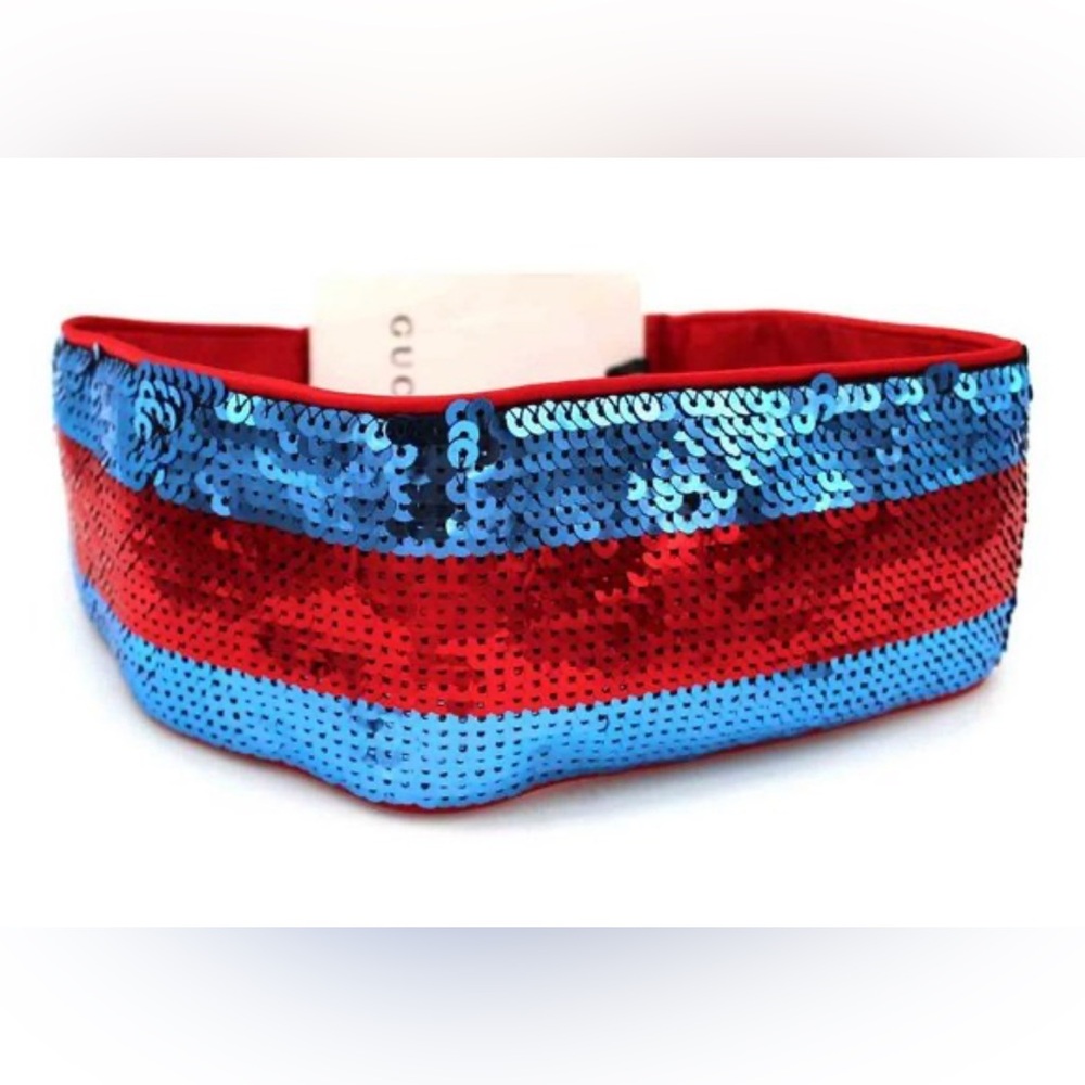 GUCCI Sequin Headband in Blue and Red NWT